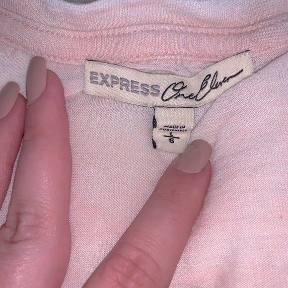 Express Baby Pink Sheer Cold Shoulder T-Shirt - Picture 3 of 4